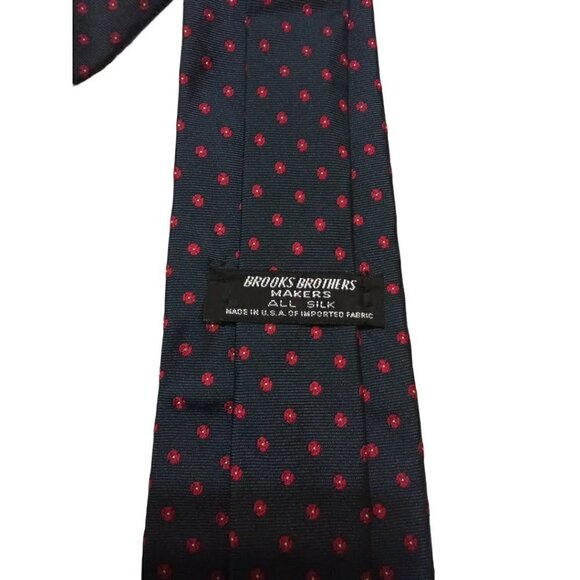 Brooks Brothers Maker Navy & Red Geometric Vintage Silk Tie - Picture 4 of 5